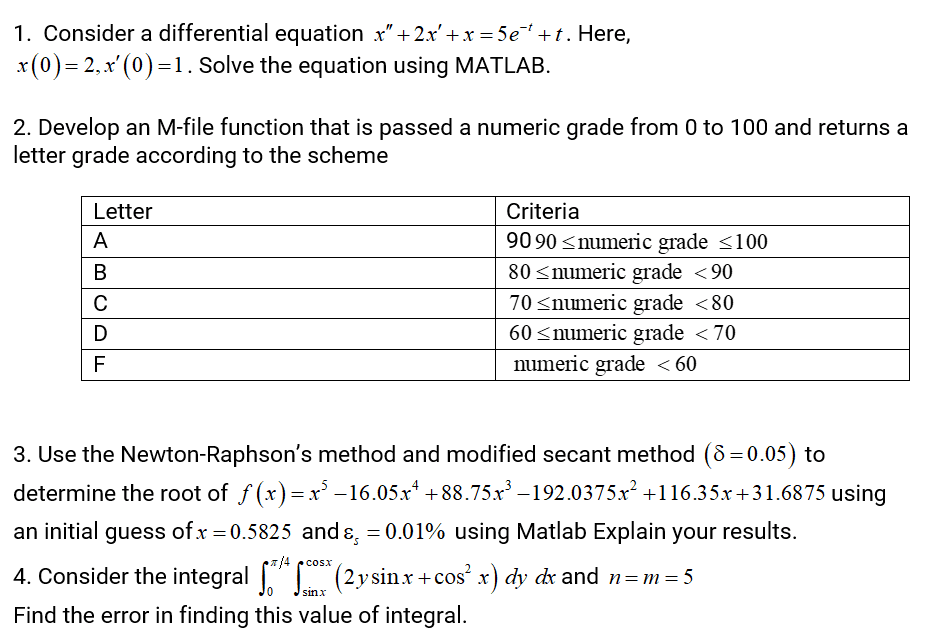 Solved 1) Write the MATLAB code to generate a random number