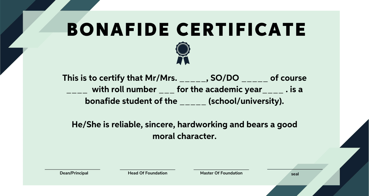 What is a Bonafide Certificate Need and Application Format