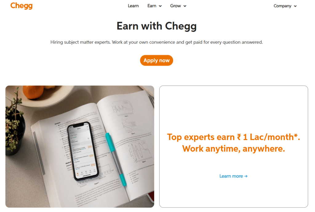 Chegg India- Best Freelancing Sites