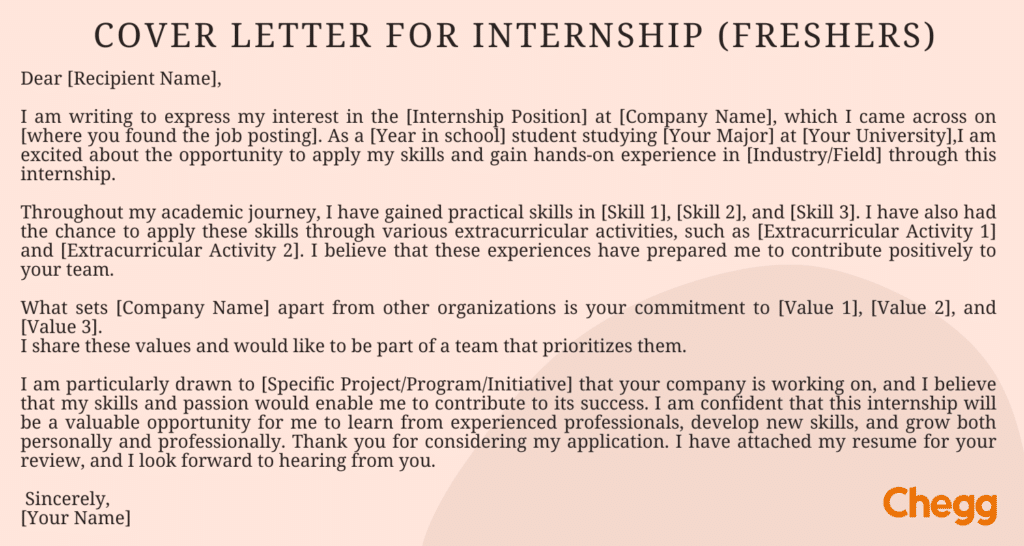 Sample Cover Letter for An Internship