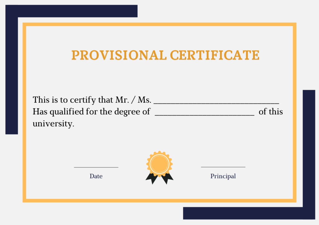 provisional certificate