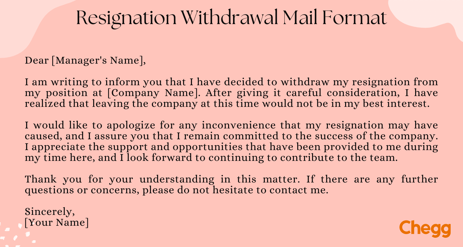 application letter for withdrawal of resignation