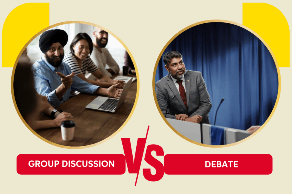 difference between group discussion and debate
