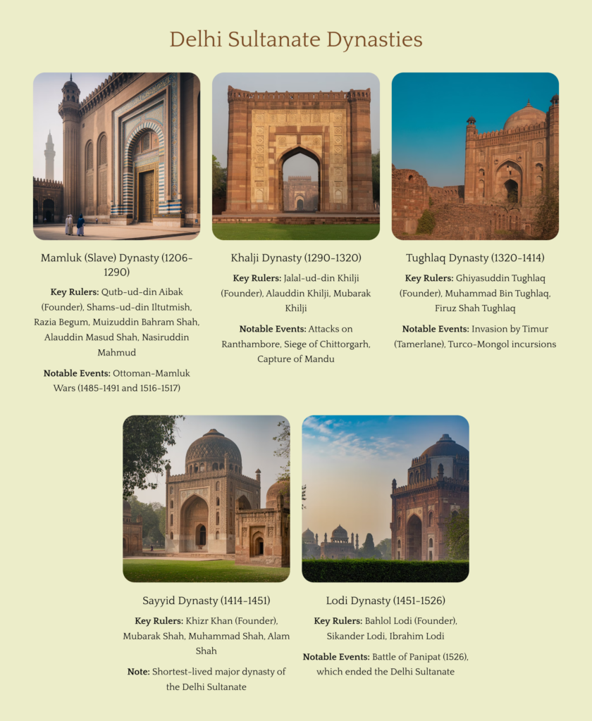 Timeline of Delhi sultanate dynasties