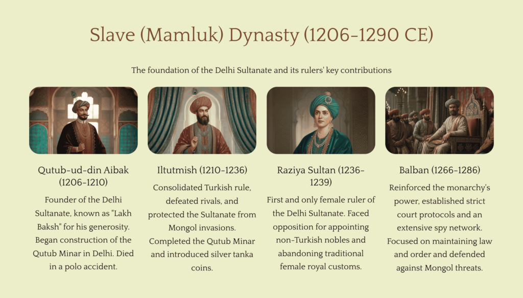 Timeline of Slave (mamluk) dynasties delhi sultanate dynasties