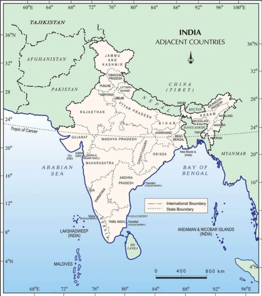 Neighboring Countries of India Map
