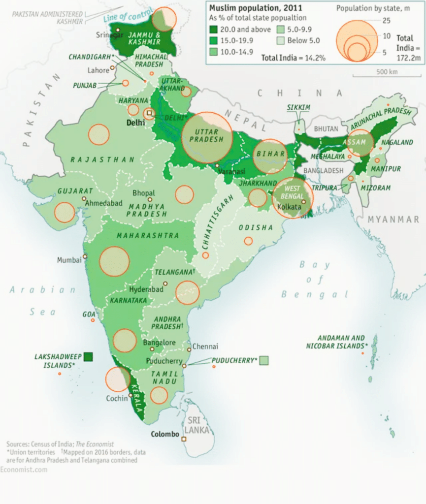 State wise Muslim population across India