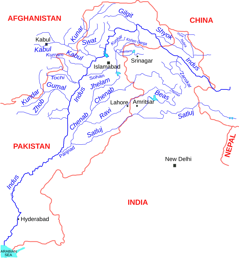 Indus Water Treaty map showing river allocations