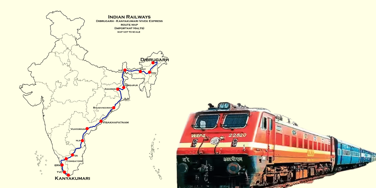 longest train route in india